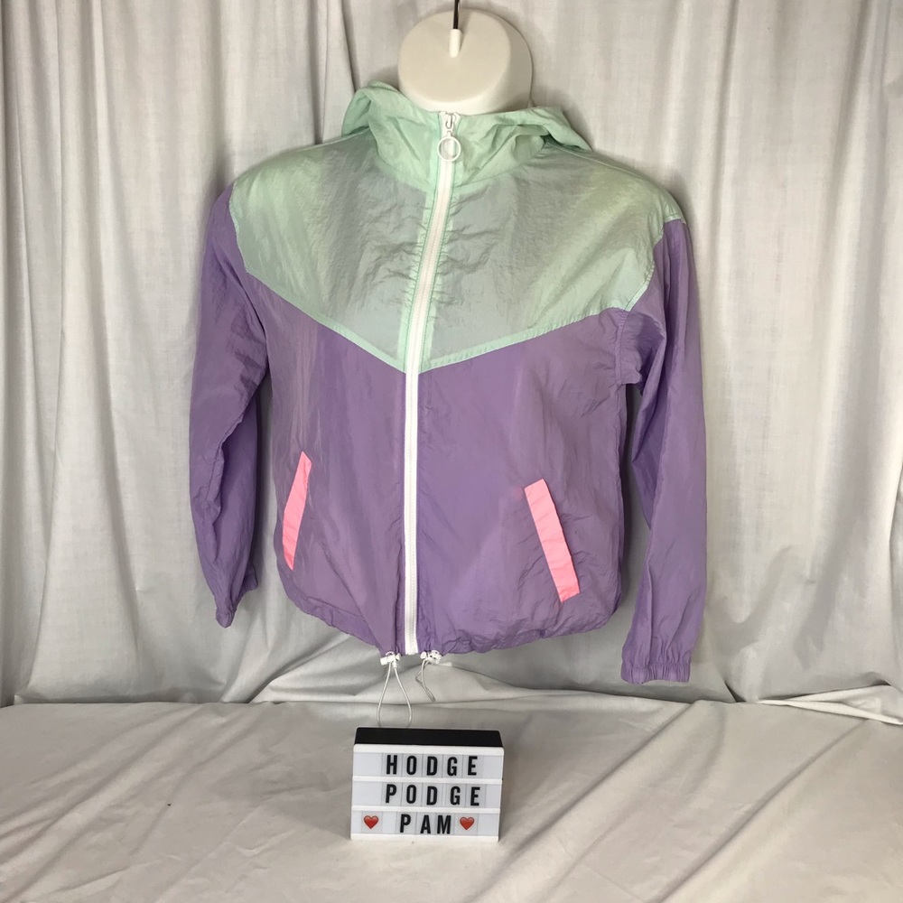 Forever 21 Hooded Color Block Windbreaker Jacket M - Picture 10 of 11